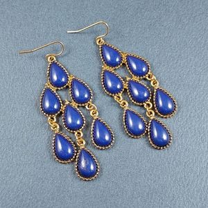 Vintage | blue/gold dangle earrings